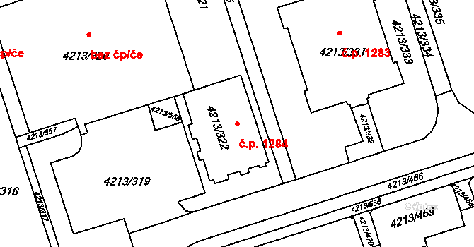 Lutyně 1284, Orlová na parcele st. 4213/322 v KÚ Horní Lutyně, Katastrální mapa