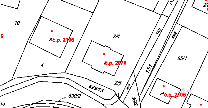 Rožnov pod Radhoštěm 2075 na parcele st. 1 v KÚ Hážovice, Katastrální mapa