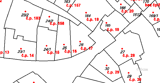 Prachatice I 17, Prachatice na parcele st. 26 v KÚ Prachatice, Katastrální mapa