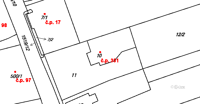 Záblatí 351, Bohumín na parcele st. 10 v KÚ Záblatí u Bohumína, Katastrální mapa