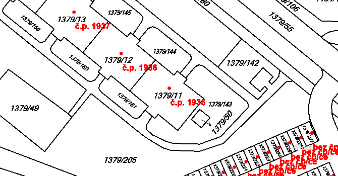 Místek 1935, Frýdek-Místek na parcele st. 1379/11 v KÚ Místek, Katastrální mapa