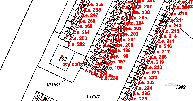 Háje 194, Cheb na parcele st. 544 v KÚ Háje u Chebu, Katastrální mapa