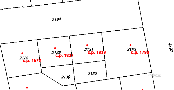 Žižkov 1838, Praha na parcele st. 2131 v KÚ Žižkov, Katastrální mapa