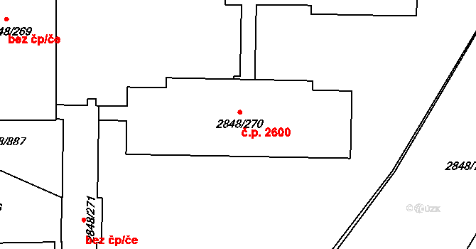 Záběhlice 2600, Praha na parcele st. 2848/270 v KÚ Záběhlice, Katastrální mapa