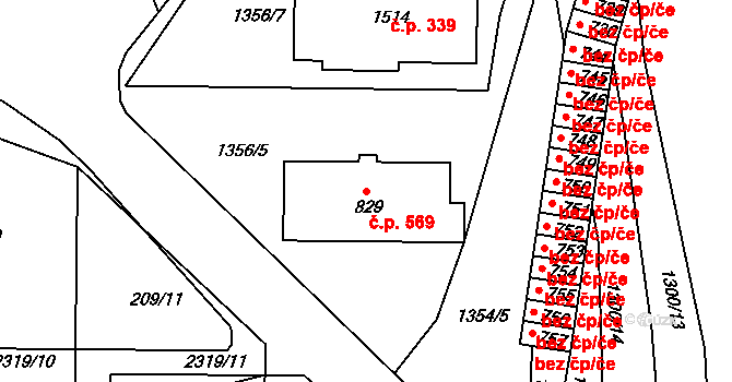 Rožmitál pod Třemšínem 569 na parcele st. 829 v KÚ Rožmitál pod Třemšínem, Katastrální mapa