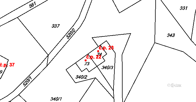 Dolní Albeřice 23, Horní Maršov na parcele st. 74 v KÚ Dolní Albeřice, Katastrální mapa
