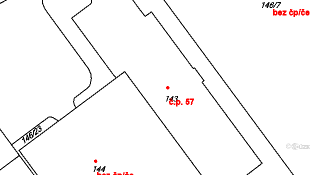 Otmarov 57 na parcele st. 143 v KÚ Otmarov, Katastrální mapa
