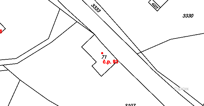 Sedloňov 93 na parcele st. 71 v KÚ Sedloňov, Katastrální mapa