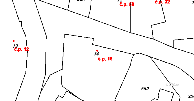 Jabkenice 15 na parcele st. 34 v KÚ Jabkenice, Katastrální mapa