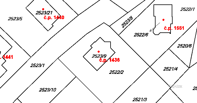 Kostelec nad Orlicí 1436 na parcele st. 2523/9 v KÚ Kostelec nad Orlicí, Katastrální mapa