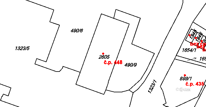 Horní Brána 448, Český Krumlov na parcele st. 2605 v KÚ Český Krumlov, Katastrální mapa