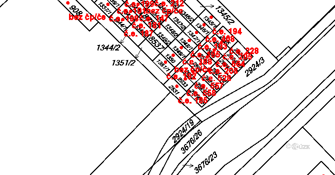 Veselí nad Moravou 185 na parcele st. 2531 v KÚ Veselí-Předměstí, Katastrální mapa