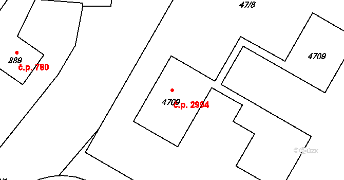 Zábřeh 2994, Ostrava na parcele st. 4709 v KÚ Zábřeh nad Odrou, Katastrální mapa