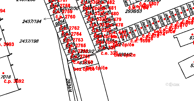 Hodonín 326 na parcele st. 3755 v KÚ Hodonín, Katastrální mapa
