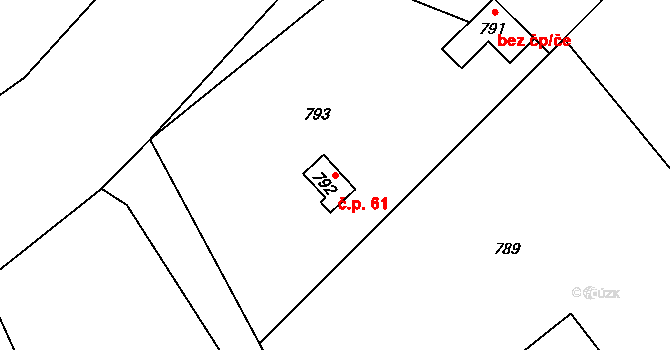 Loučky 61, Zátor na parcele st. 792 v KÚ Loučky u Zátoru, Katastrální mapa