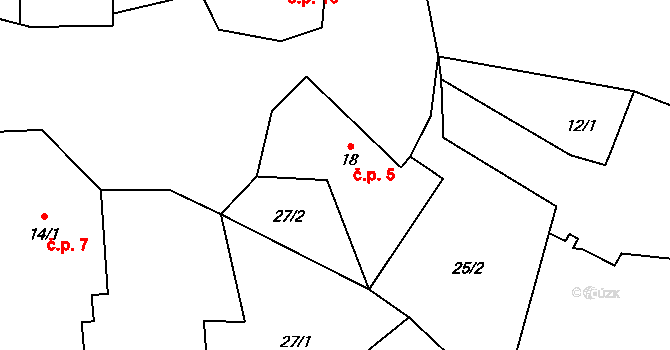Choratice 5 na parcele st. 18 v KÚ Choratice, Katastrální mapa