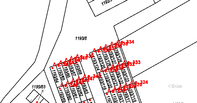 Bechyně 337 na parcele st. 1193/125 v KÚ Bechyně, Katastrální mapa