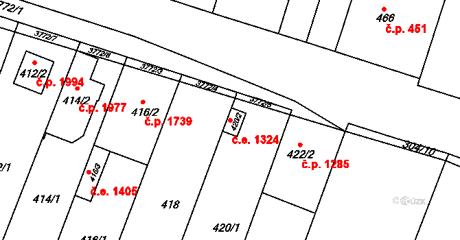 Kuřim 1324 na parcele st. 420/2 v KÚ Kuřim, Katastrální mapa