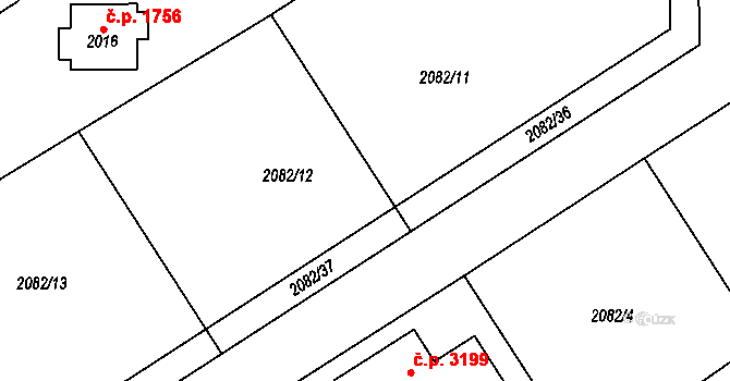 Dvůr Králové nad Labem 14 na parcele st. 2082/12 v KÚ Dvůr Králové nad Labem, Katastrální mapa