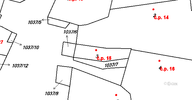 Krašovice 15, Čížová na parcele st. 3 v KÚ Krašovice u Čížové, Katastrální mapa