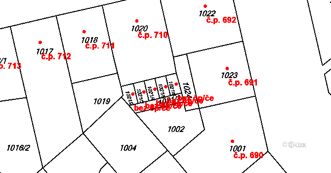 Praha 40455165 na parcele st. 1021/5 v KÚ Bubeneč, Katastrální mapa