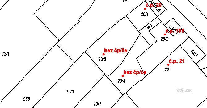 Český Rudolec 40999165 na parcele st. 20/5 v KÚ Matějovec, Katastrální mapa