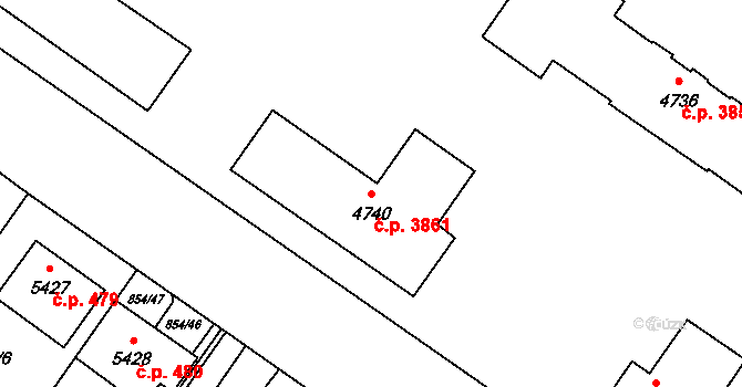 Zlín 3861 na parcele st. 4740 v KÚ Zlín, Katastrální mapa