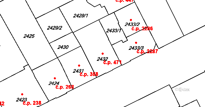 Předměstí 471, Opava na parcele st. 2432 v KÚ Opava-Předměstí, Katastrální mapa