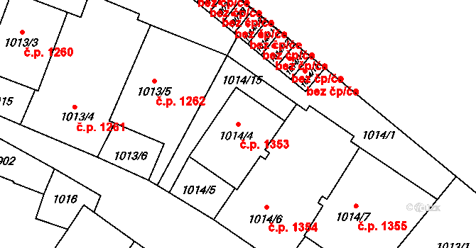 Předměstí 1353, Opava na parcele st. 1014/4 v KÚ Opava-Předměstí, Katastrální mapa