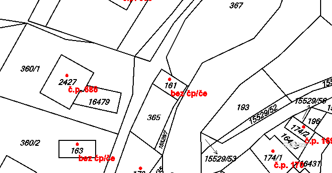 Hovězí 45628165 na parcele st. 161 v KÚ Hovězí, Katastrální mapa