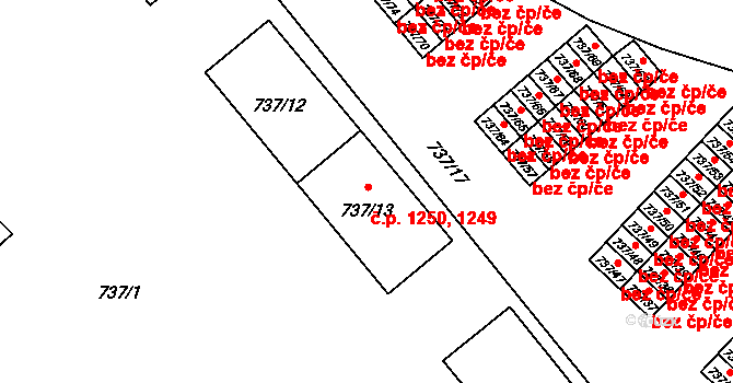 Hlučín 1249,1250 na parcele st. 737/13 v KÚ Hlučín, Katastrální mapa