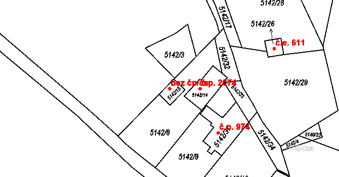 Velké Meziříčí 47034165 na parcele st. 5142/15 v KÚ Velké Meziříčí, Katastrální mapa