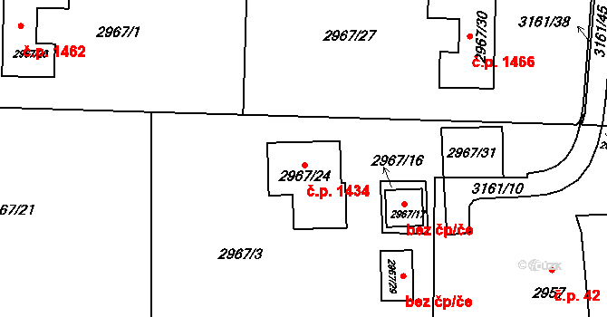 Horní Suchá 1434 na parcele st. 2967/24 v KÚ Horní Suchá, Katastrální mapa