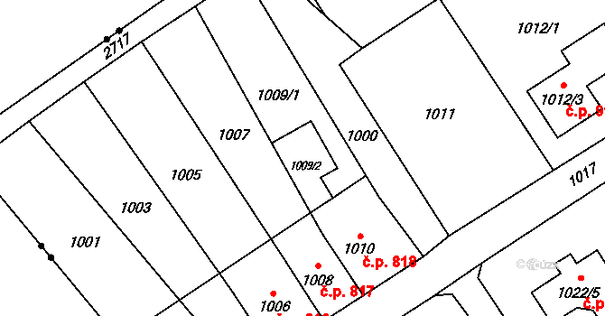 Šluknov 952 na parcele st. 1009/2 v KÚ Šluknov, Katastrální mapa