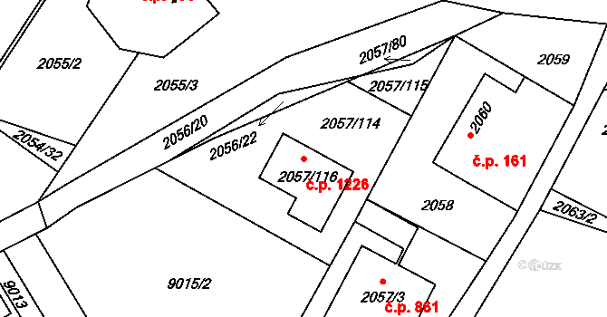 Holice 1226 na parcele st. 2057/116 v KÚ Holice v Čechách, Katastrální mapa