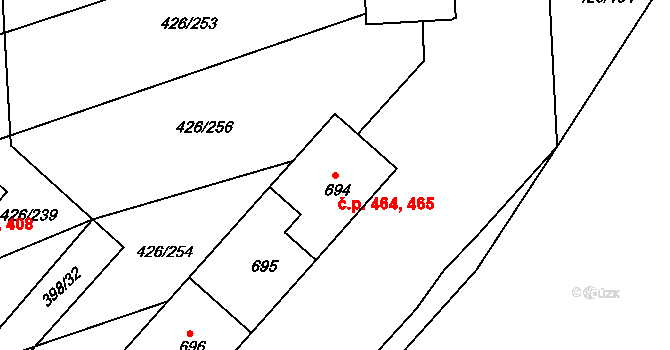 Kaznějov 464,465 na parcele st. 694 v KÚ Kaznějov, Katastrální mapa