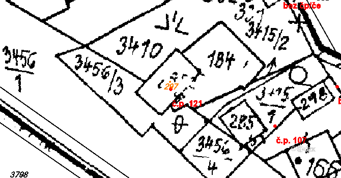 Chodská Lhota 121 na parcele st. 297 v KÚ Chodská Lhota, Katastrální mapa