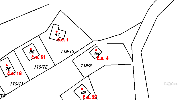 Míčov 4, Míčov-Sušice na parcele st. 68 v KÚ Míčov, Katastrální mapa