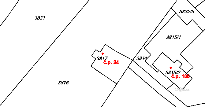 Koudelka 24, Holice na parcele st. 3817 v KÚ Holice v Čechách, Katastrální mapa