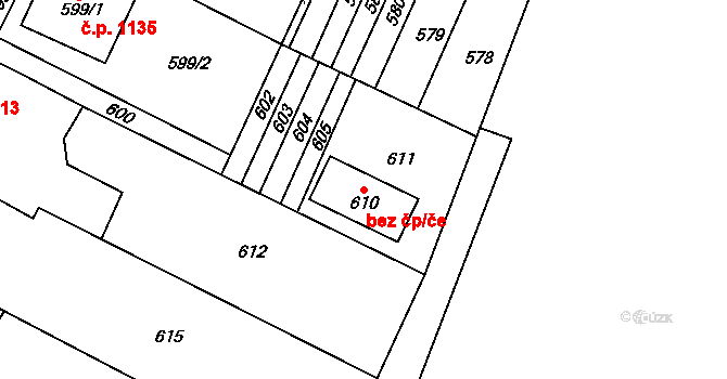 Svatobořice-Mistřín 77902165 na parcele st. 610 v KÚ Svatobořice, Katastrální mapa