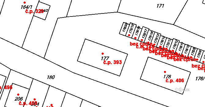 Kunštát 393 na parcele st. 177 v KÚ Kunštát na Moravě, Katastrální mapa