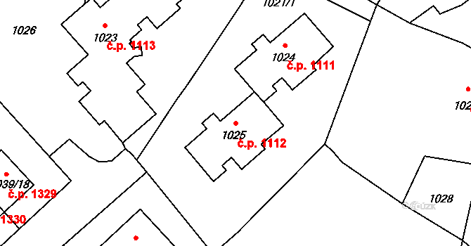 Kopřivnice 1112 na parcele st. 1025 v KÚ Kopřivnice, Katastrální mapa