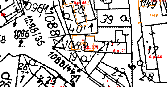 Tři Dvory 371 na parcele st. 486 v KÚ Tři Dvory, Katastrální mapa