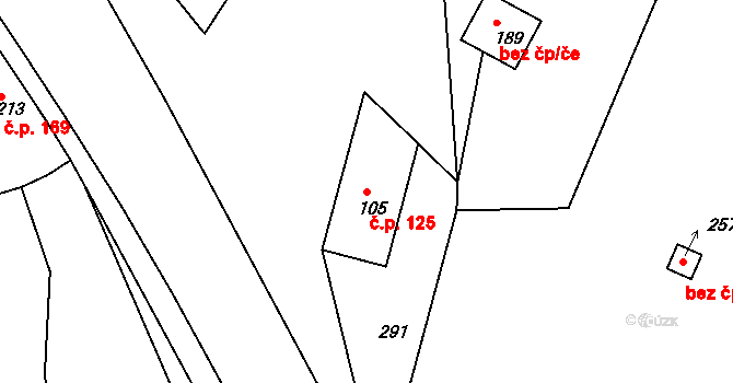 Ohnišov 125 na parcele st. 105 v KÚ Ohnišov, Katastrální mapa