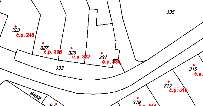 Borkovany 336 na parcele st. 331 v KÚ Borkovany, Katastrální mapa