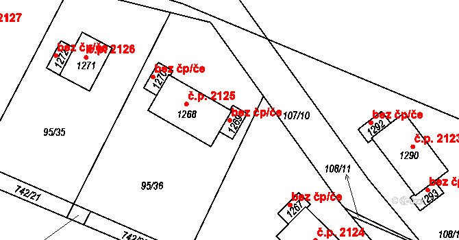 Kamenice 102787166 na parcele st. 1269 v KÚ Ládví, Katastrální mapa