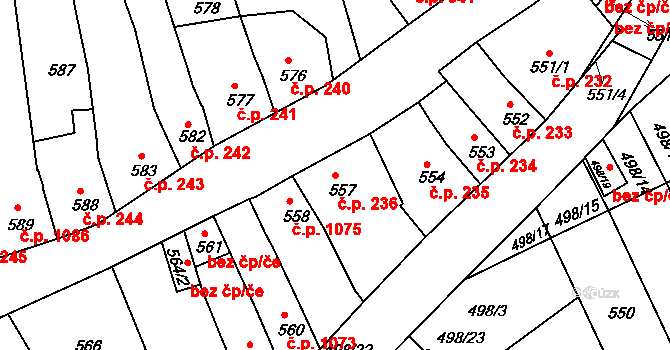 Holešov 236 na parcele st. 557 v KÚ Holešov, Katastrální mapa