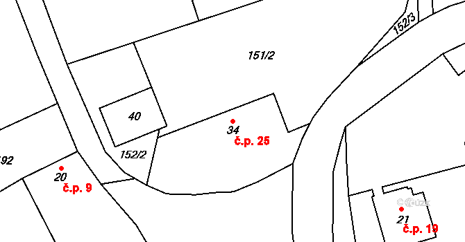 Malenovice 25, Suchdol na parcele st. 34 v KÚ Malenovice u Kutné Hory, Katastrální mapa