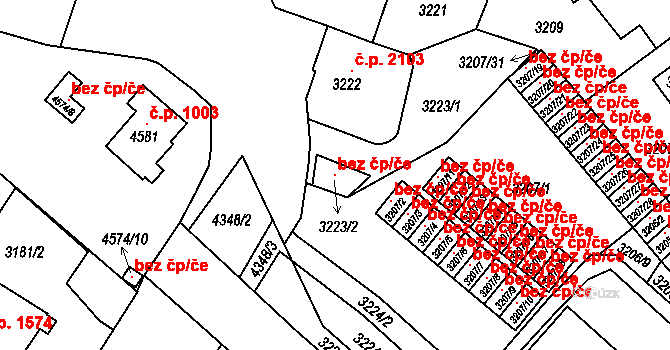 Teplice 121012166 na parcele st. 3223/2 v KÚ Teplice, Katastrální mapa