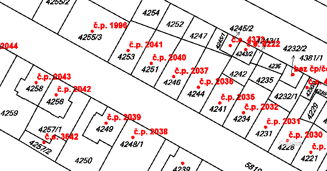 Jihlava 2037 na parcele st. 4246 v KÚ Jihlava, Katastrální mapa